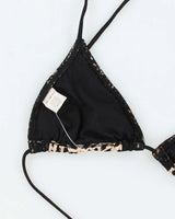 Vintage Y2k 00s Leopard Print Lace Bikini Top - L