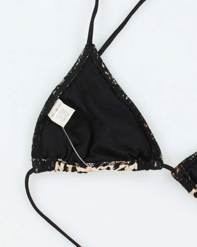 Vintage Y2k 00s Leopard Print Lace Bikini Top - L