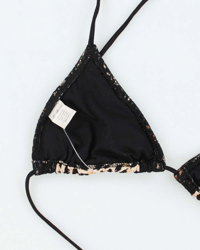 Vintage Y2k 00s Leopard Print Lace Bikini Top - L