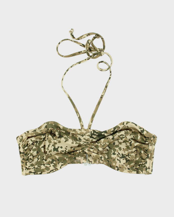 Vintage Y2k 00s Camouflage Ruched Bikini Top - S