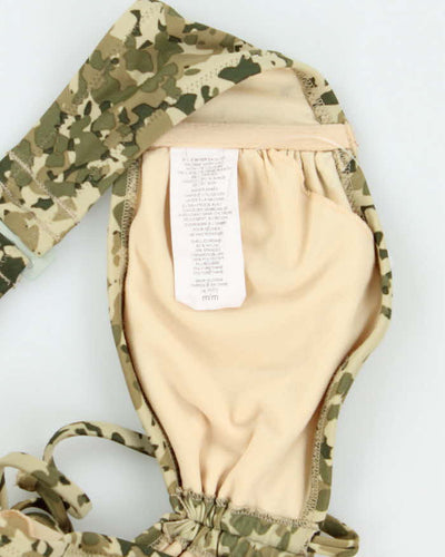 Vintage Y2k 00s Camouflage Ruched Bikini Top - S