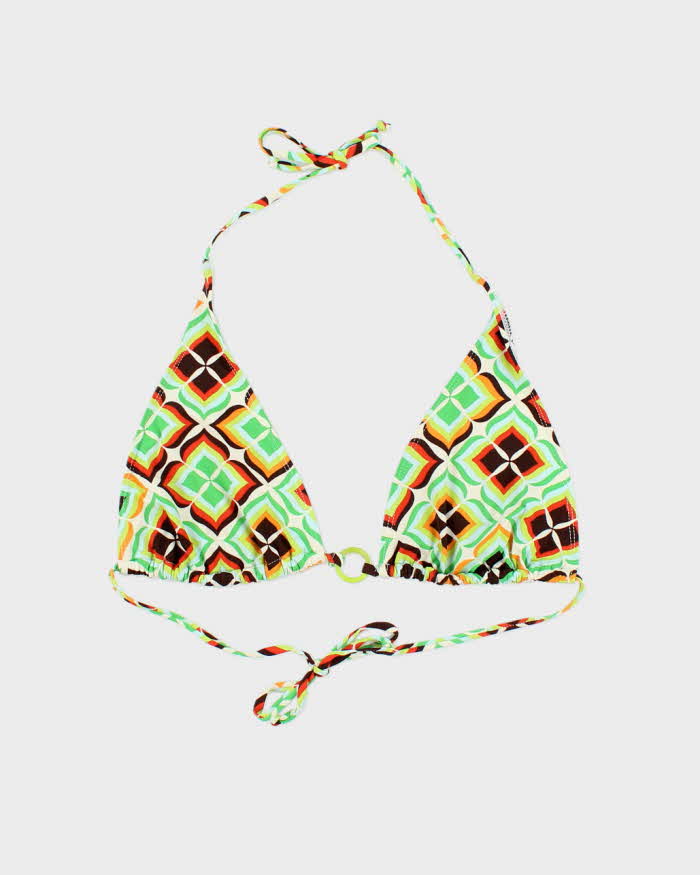 Vintage O Ring Pattern Bikini Top - M