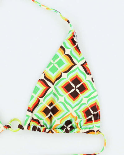 Vintage O Ring Pattern Bikini Top - M