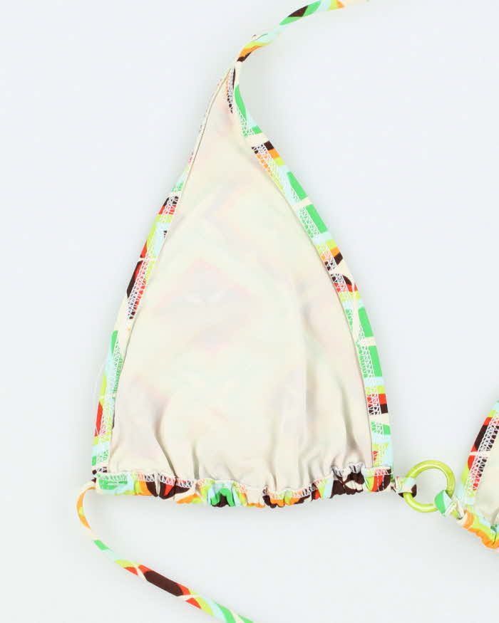 Vintage O Ring Pattern Bikini Top - M