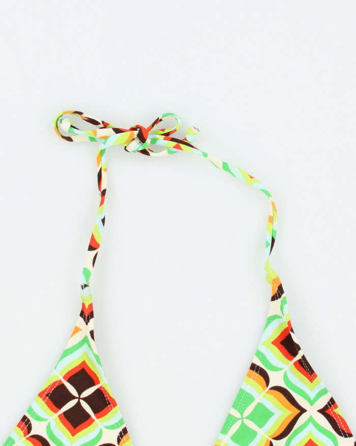 Vintage O Ring Pattern Bikini Top - M