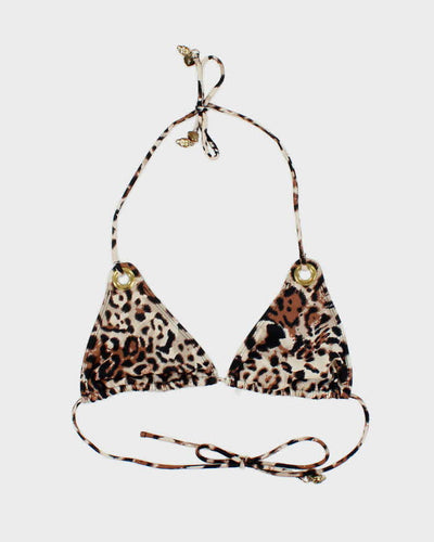 Vintage Y2k 00s Leopard Print Bikini Top - M