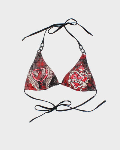 Y2k 00s Sinful Bedazzled Graphic Print Bikini Top - S