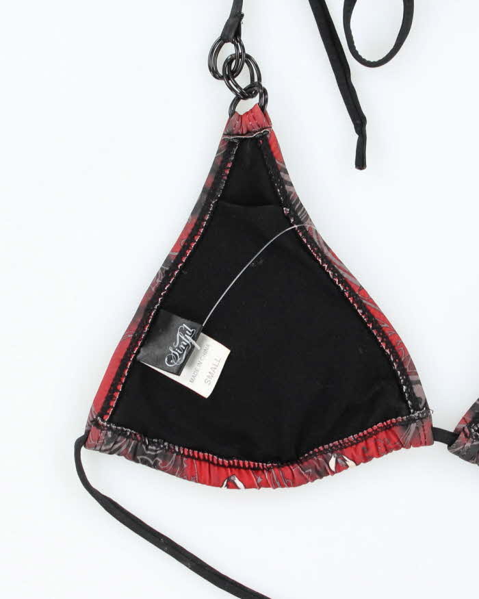 Y2k 00s Sinful Bedazzled Graphic Print Bikini Top - S