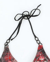 Y2k 00s Sinful Bedazzled Graphic Print Bikini Top - S