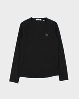Vintage Lacoste Women's Classic Croc Long Sleeve V-Neck T-Shirt - S