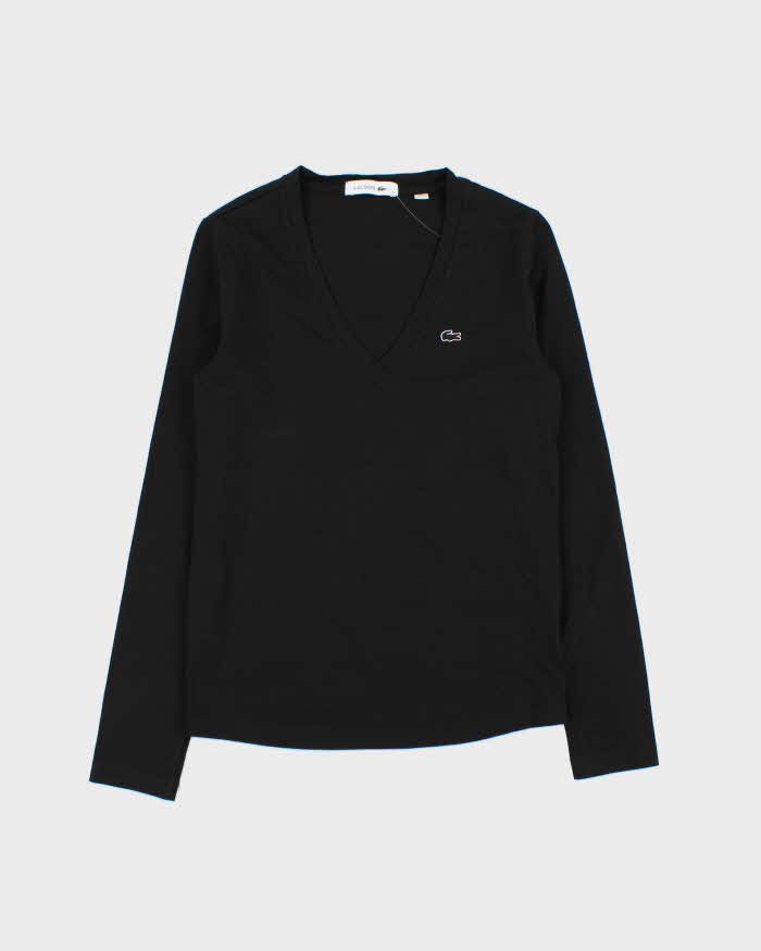 Vintage Lacoste Women's Classic Croc Long Sleeve V-Neck T-Shirt - S