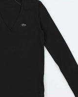 Vintage Lacoste Women's Classic Croc Long Sleeve V-Neck T-Shirt - S