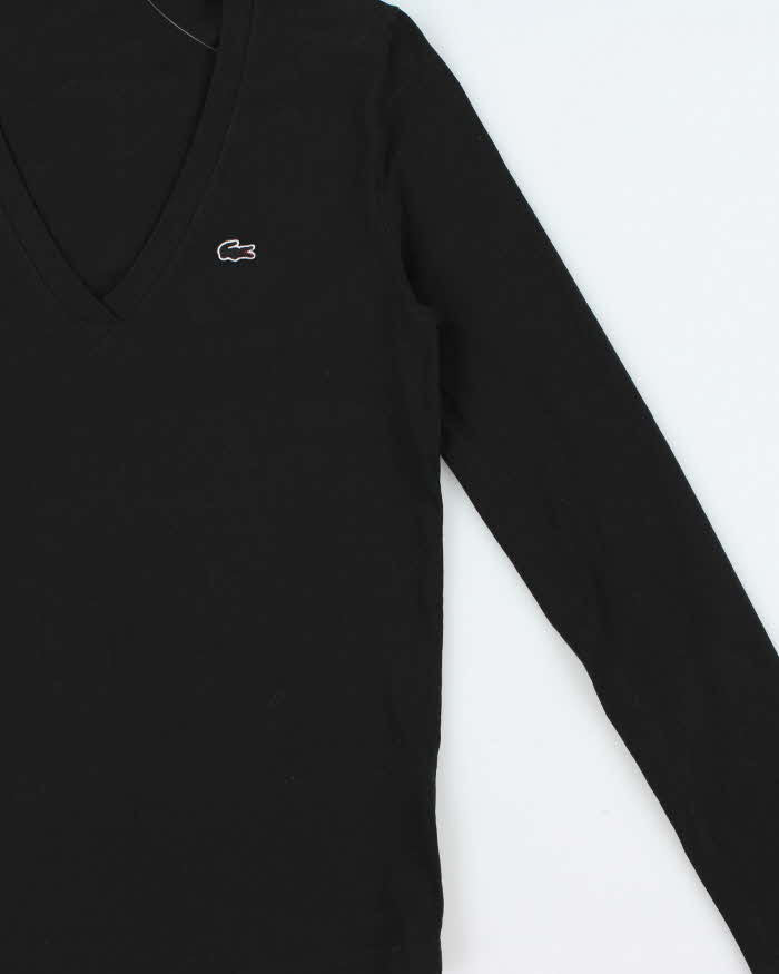 Vintage Lacoste Women's Classic Croc Long Sleeve V-Neck T-Shirt - S