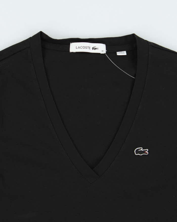 Vintage Lacoste Women's Classic Croc Long Sleeve V-Neck T-Shirt - S