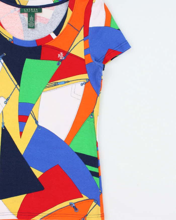 Vintage Y2K 00s Lauren Ralph Lauren Sailing Multicoloured Women's Crewneck T-Shirt - S