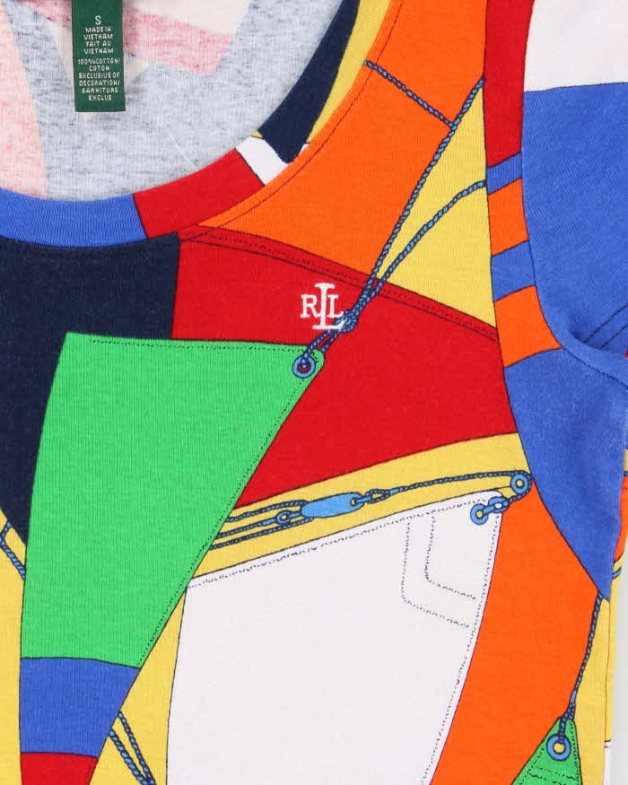 Vintage Y2K 00s Lauren Ralph Lauren Sailing Multicoloured Women's Crewneck T-Shirt - S