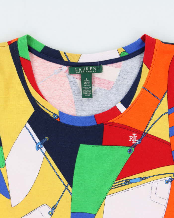 Vintage Y2K 00s Lauren Ralph Lauren Sailing Multicoloured Women's Crewneck T-Shirt - S