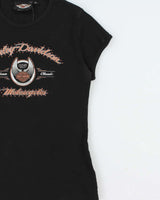 Vintage Y2K 00s Harley Davidson Women's 105th Anniversary Made In USA Embellished Crewneck Baby Tee - S