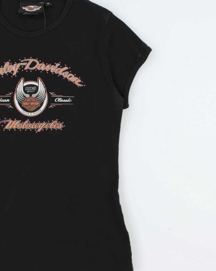 Vintage Y2K 00s Harley Davidson Women's 105th Anniversary Made In USA Embellished Crewneck Baby Tee - S