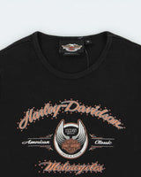 Vintage Y2K 00s Harley Davidson Women's 105th Anniversary Made In USA Embellished Crewneck Baby Tee - S