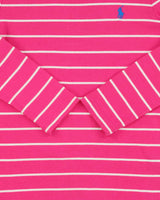Vintage Y2K 00s Ralph Lauren Sport Women's Hot Pink Heavyweight Striped Long Sleeve Fitted Crewneck Shirt - L