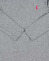 Vintage Y2K 00s Ralph Lauren Women's Marl Grey Heavyweight Fitted Long Sleeve Crewneck T-Shirt - M