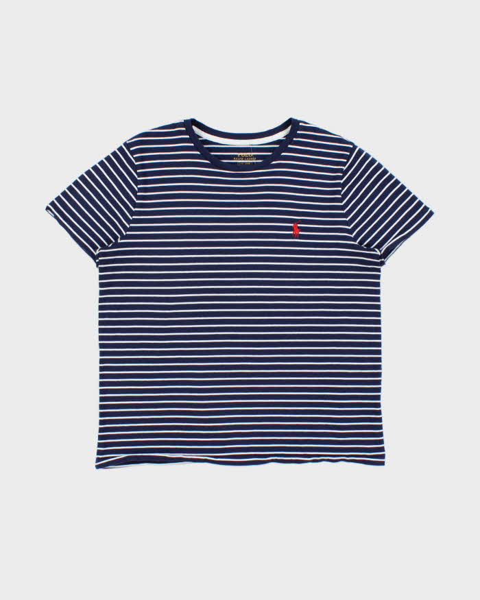 Vintage Polo Ralph Lauren Women's Striped Classic Pony Crewneck T-Shirt - L