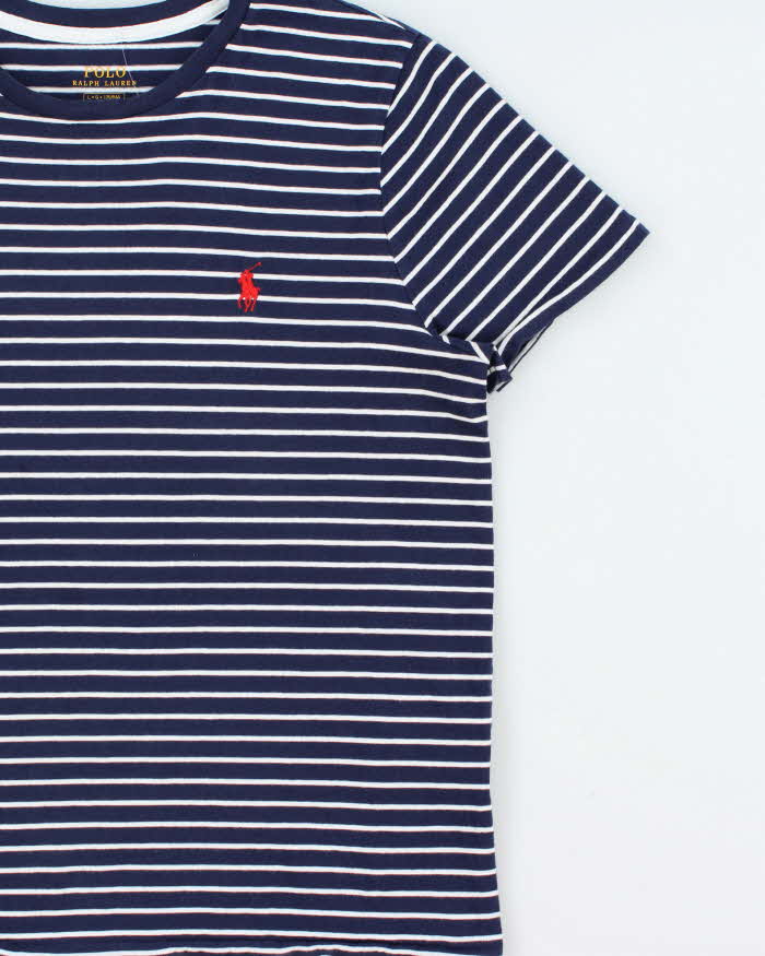 Vintage Polo Ralph Lauren Women's Striped Classic Pony Crewneck T-Shirt - L