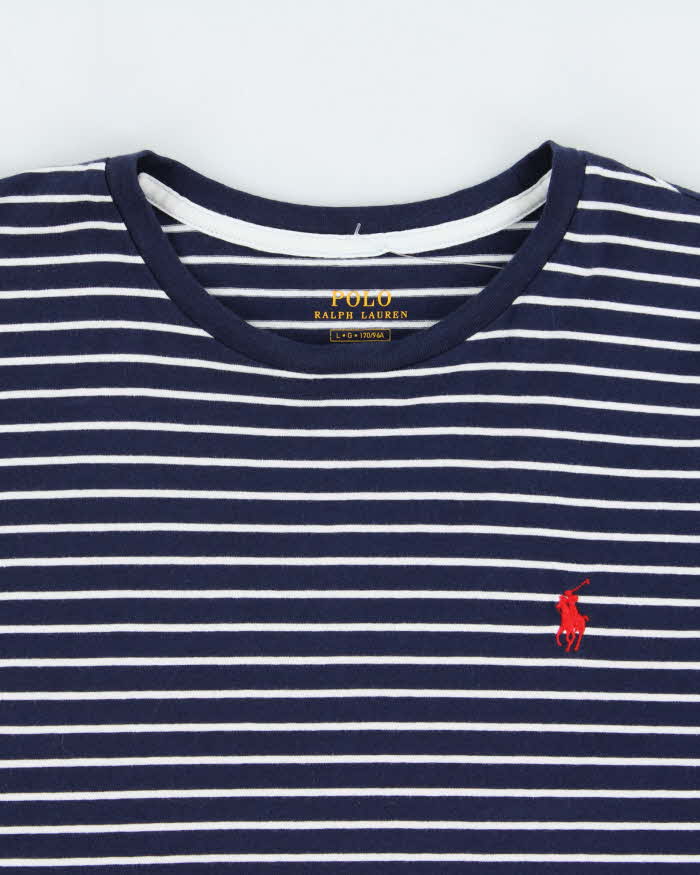 Vintage Polo Ralph Lauren Women's Striped Classic Pony Crewneck T-Shirt - L
