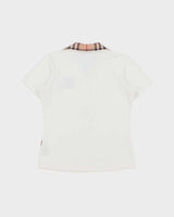 Vintage Y2K 00s Burberry Women's Nova Check Ruffle Placket Short Sleeve Polo Shirt - L
