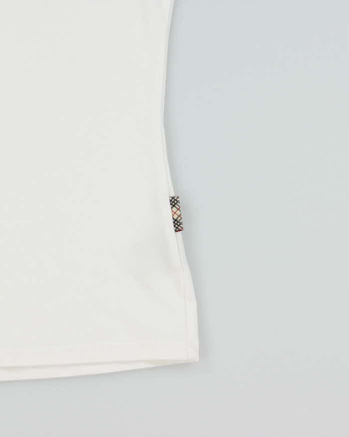 Vintage Y2K 00s Burberry Women's Nova Check Ruffle Placket Short Sleeve Polo Shirt - L