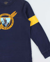Vintage Polo Ralph Lauren Ski Bear Navy Women's Striped Long Sleeve Crewneck T-Shirt - L