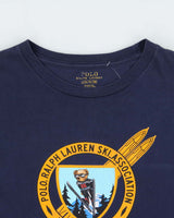 Vintage Polo Ralph Lauren Ski Bear Navy Women's Striped Long Sleeve Crewneck T-Shirt - L