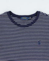 Vintage Polo Ralph Lauren Women's Classic Pony Striped Fitted Crewneck T-Shirt - M