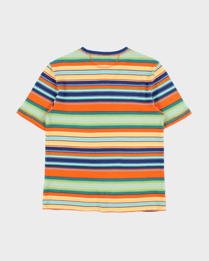 Vintage Polo Ralph Lauren Women's Heavyweight Striped Woven Crewneck Henley T-Shirt - L