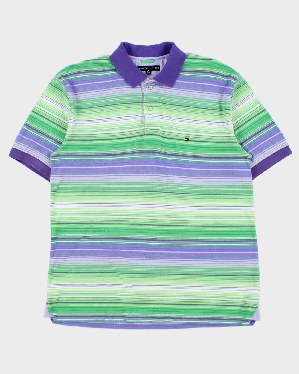 Vintage Y2K 00s Tommy Hilfiger Striped Short Sleeve Polo Shirt - L