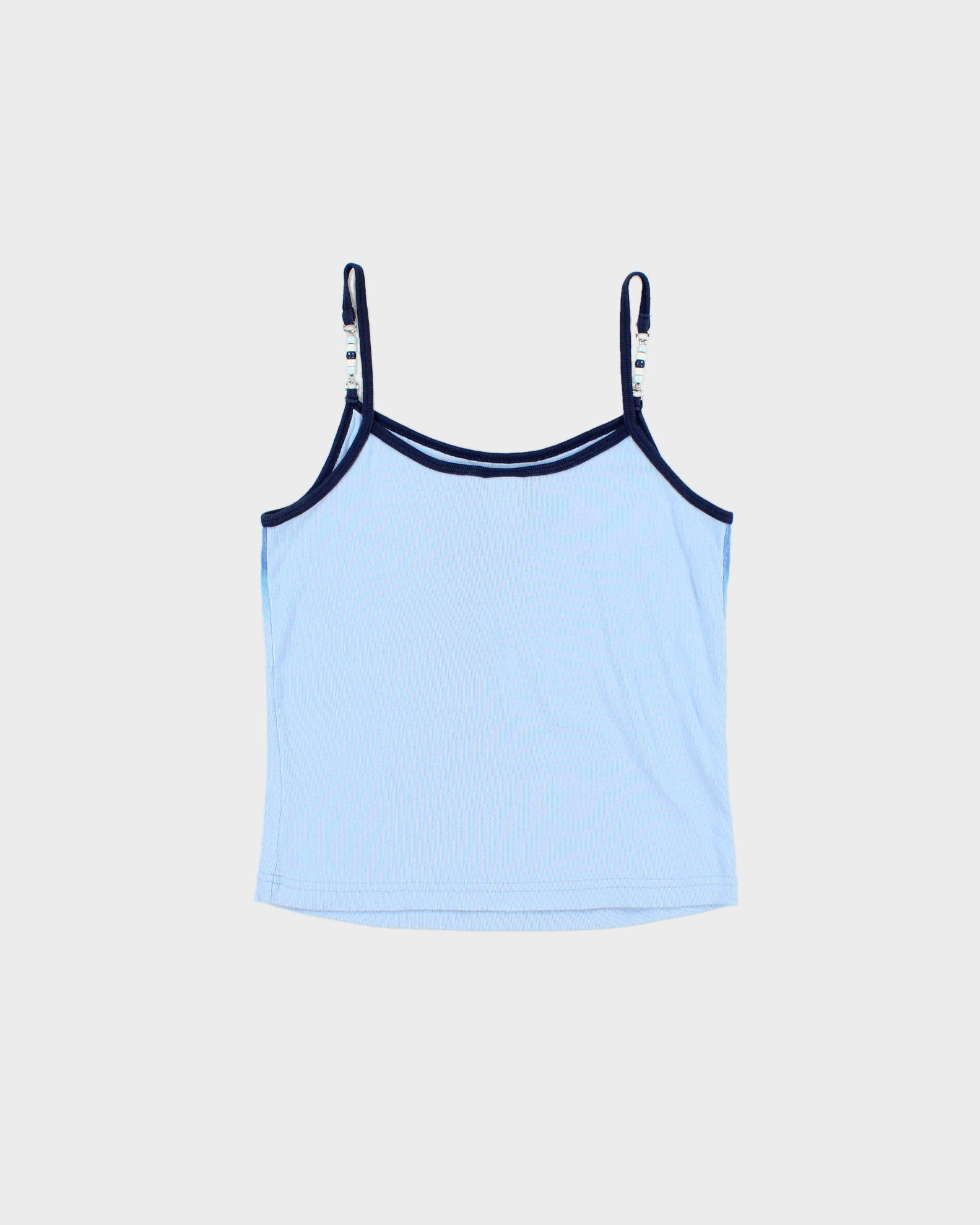 Vintage 2000 Y2K Warner Bros. Looney Tunes Tweety Surf Wear Women's Baby Blue Beaded Vest Top - L
