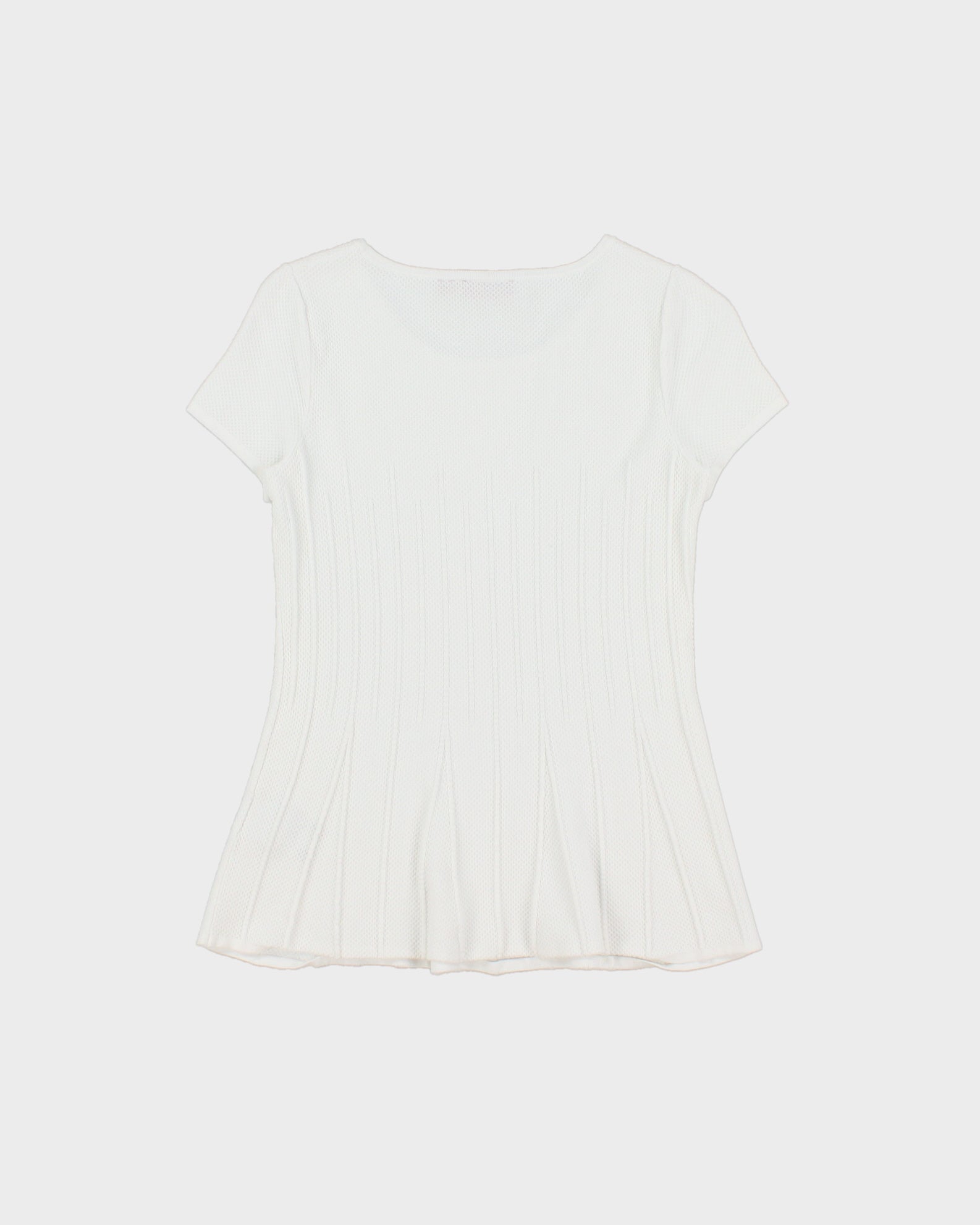 Hugo Boss Women's Simeonna Ribbed Flare Pleated Crewneck Waffle T-Shirt - S