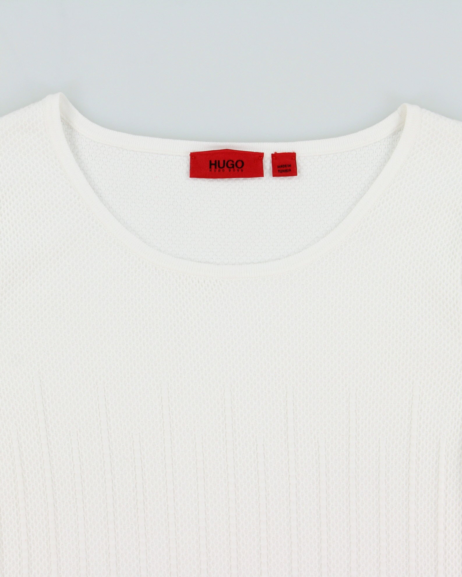 Hugo Boss Women's Simeonna Ribbed Flare Pleated Crewneck Waffle T-Shirt - S