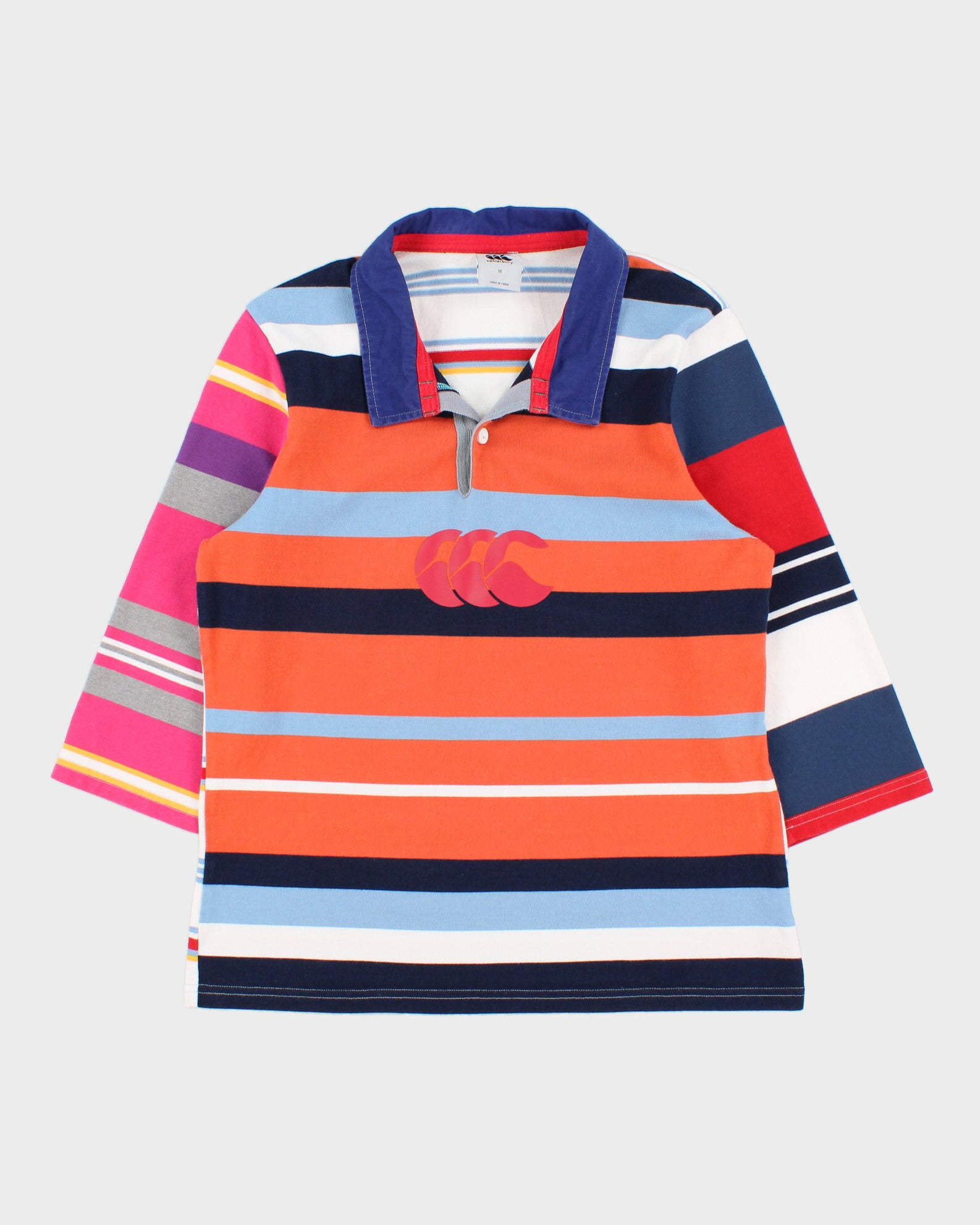 Vintage Canterbury Women's Multicoloured Striped 3/4 Sleeve Rugby Shirt - XL