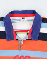 Vintage Canterbury Women's Multicoloured Striped 3/4 Sleeve Rugby Shirt - XL