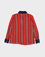 Vintage 1970s Women's Striped Pearl Button Dagger Collared Long Sleeve Polo Shirt - S
