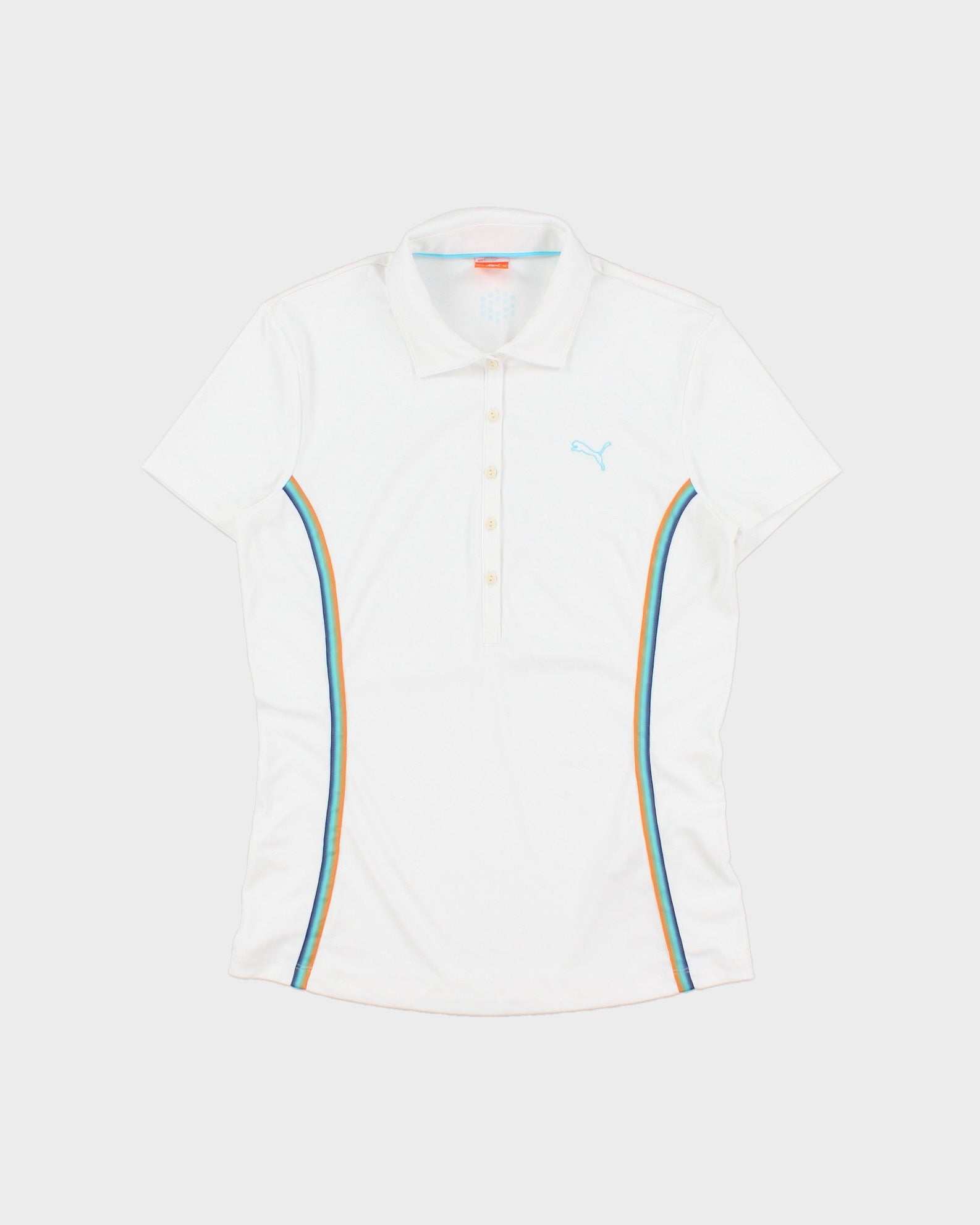 Vintage Y2K 00s Puma Women's Stripe Embroidered Short Sleeve Polo Shirt - S