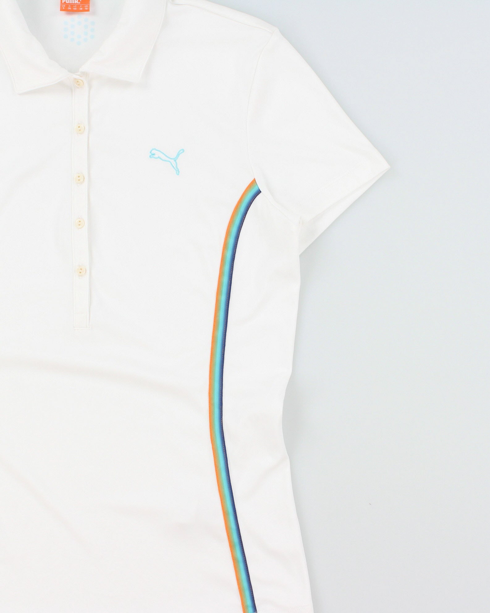 Vintage Y2K 00s Puma Women's Stripe Embroidered Short Sleeve Polo Shirt - S