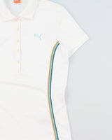 Vintage Y2K 00s Puma Women's Stripe Embroidered Short Sleeve Polo Shirt - S