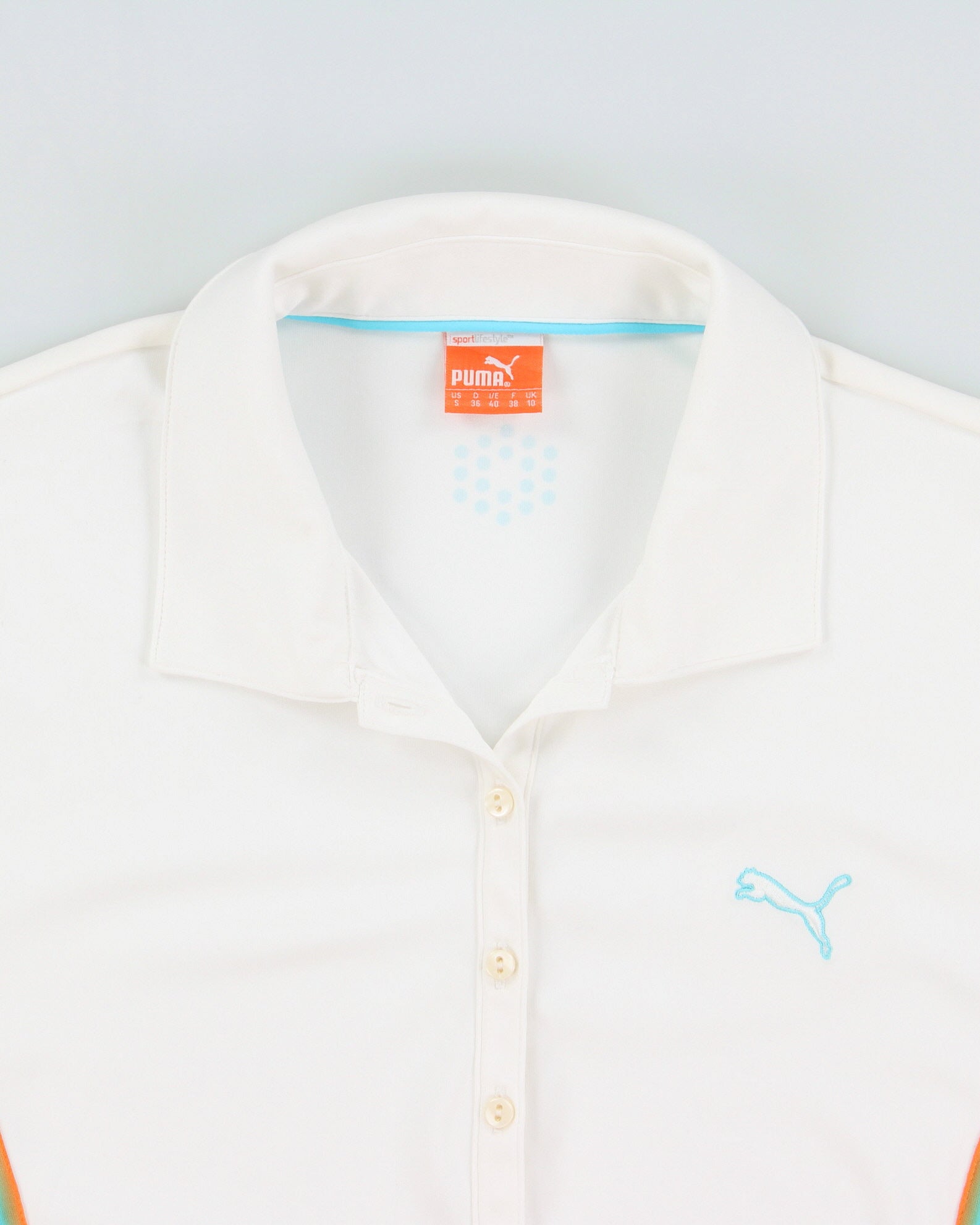 Vintage Y2K 00s Puma Women's Stripe Embroidered Short Sleeve Polo Shirt - S