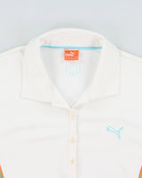 Vintage Y2K 00s Puma Women's Stripe Embroidered Short Sleeve Polo Shirt - S