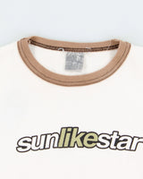 Vintage Y2K 2000s 'Sun Like Star' Centre Logo Graphic Crewneck Ringer T-Shirt