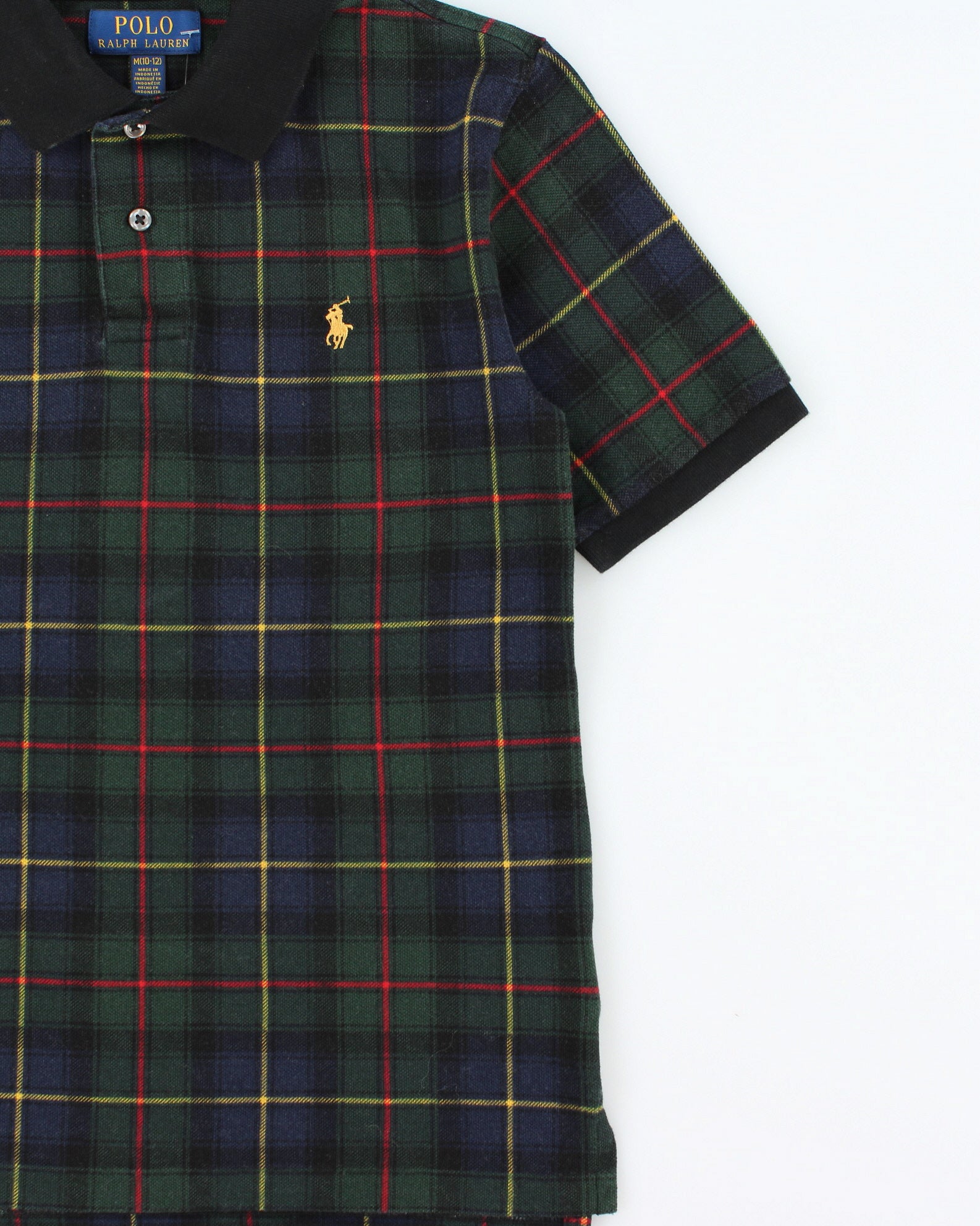 Vintage Polo Ralph Lauren Blackwatch Tartan Women's Short Sleeve Polo Shirt - M