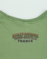 Vintage Harley Davidson Women's Khaki Paris France Pug Rider Crewneck T-Shirt - XS